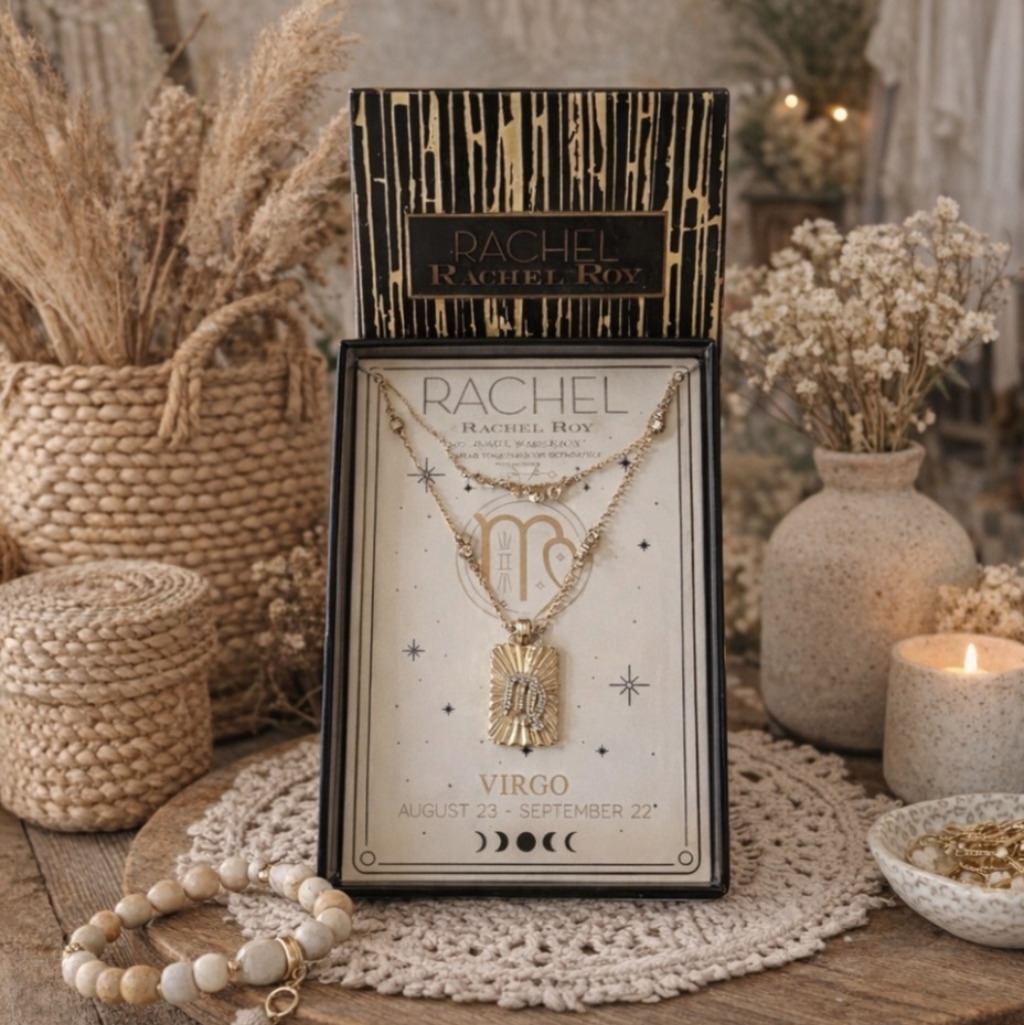 Rachel Rachel Roy Virgo Necklace Set Gold New In Box 15$